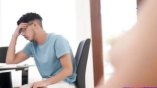Diego Perez is doing his homework when his stepsister Layla Jenner walks in the room