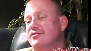 Chubby homosexual dude strokes his tiny cock and cums alone