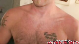 Mature pervert rubs his cock and splooges all over the place