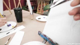 Big boobs classmate blows me in art class