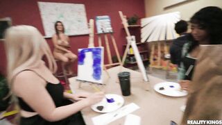 Big boobs classmate blows me in art class