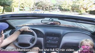 HOT Blonde Masturbates In Moving Convertible