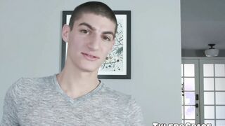 Slim stud Aiden Ward takes his cock and strokes it hard