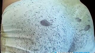 Twinkie wanks and washes his dirty undies in the shower