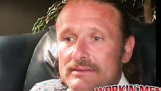 Deviant mature gay dude spanks his hard dick and cums solo