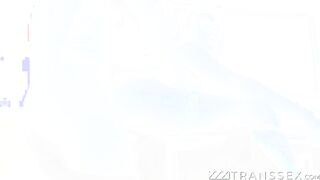 Seductive glasses shemale Emma Rose fucked hard doggystyle