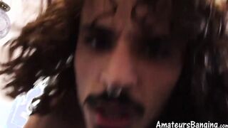 Curly haired jock fucked by much older amateur bald dude