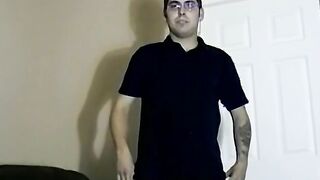Hairy straight Brad jerks off his dick and explodes on cam
