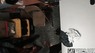Twink thief internationally spitroasted by two hunky guards