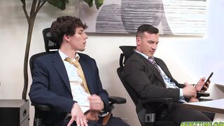 Office interns jerking off side by side