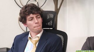 Office interns jerking off side by side
