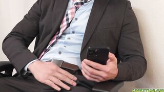 Office interns jerking off side by side