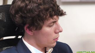 Office interns jerking off side by side