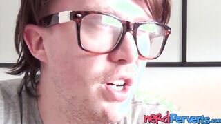 Attractive woman eats a sleazy fake producers sticky cum