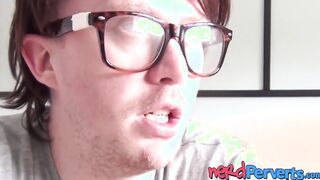Attractive woman eats a sleazy fake producers sticky cum