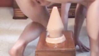 my 55 years old ass devours a huge toy