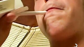 Twink partakes in the vices of smoking and anal fucking