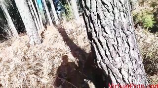 Redhead Threesome On The Public Road Of The Woods
