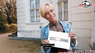 German slender tattoo Artist picked up at blind date casting