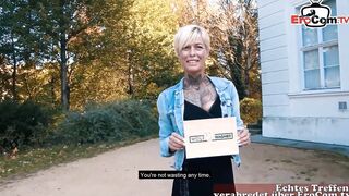 German slender tattoo Artist picked up at blind date casting
