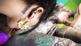Alternative girls in an anal threesome with a big dick