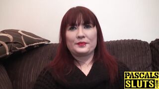 Chubby redhead Donna Austin is hungry for some rough banging