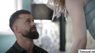 Cute busty TS gets ass stretched by boyfriends bigcock