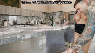 Chef sneaking sex with hotwife while her husband away