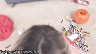 creampie sexy costumed stepsis sucks off her stepbro