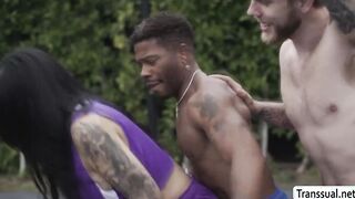 Whore TS gets analed in the court