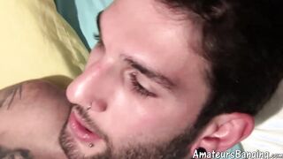Stunning tattooed gay amateur beating off his enormous cock