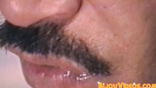 Handsome classic gay wanking off hairy cock and spraying cum