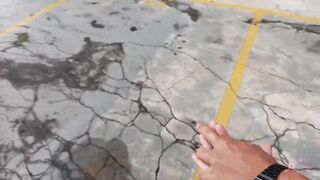 He banged! my mouth into the mall parking lot