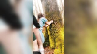 rough punished ex-wife banged her by the tree and cum