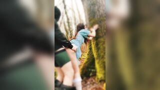rough punished ex-wife banged her by the tree and cum