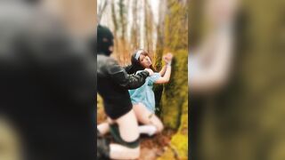 rough punished ex-wife banged her by the tree and cum