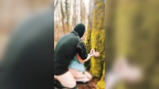 rough punished ex-wife banged her by the tree and cum