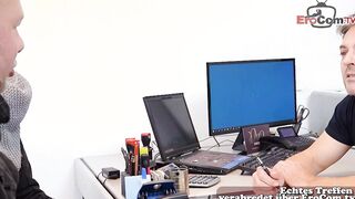 German real lovers try risky anal banged inside office and got almost caught