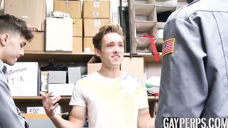 Hot jock busted stealing and fucked by security officers
