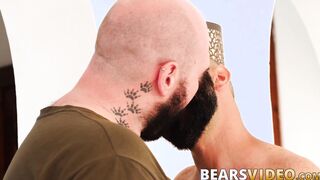 Bearded homosexual Justin West and Carlos Verga bareback