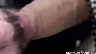 Bearded amateur deepthroats his dominant lovers hairy dick