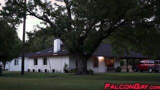 Hardcore anal threesome with handsome gay dudes at the farm