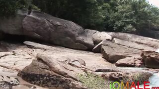 Hardcore latino jock creampied after bareback on the beach
