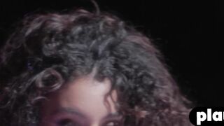 Curly Latina teen shows stunning body