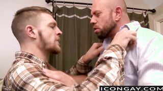 Matt Stevens thrusts big cock in his tight ass after rimming