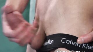 Tattooed twink Sly Conan jerking off and bed humping solo