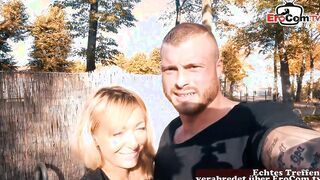 Thin sporty blonde tiny hooters cougar at german casting