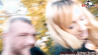 Thin sporty blonde tiny hooters cougar at german casting