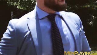 Bearded hunk Bruno Max gets kinky rimming from businessman