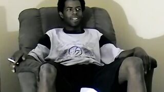 Hung black dude Jay pumps a load of cum out of his huge cock